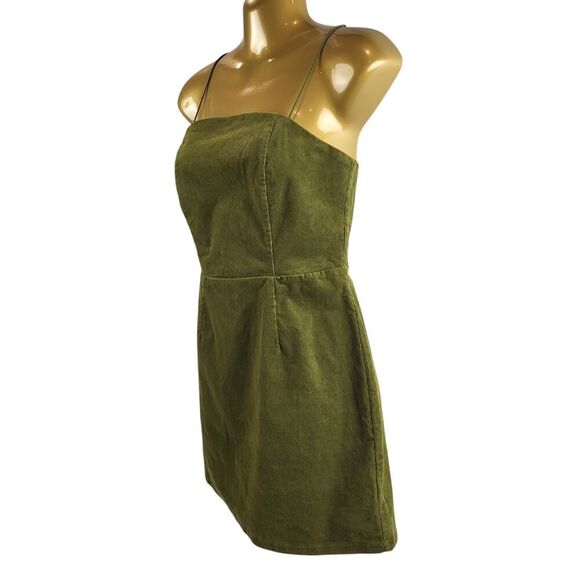Urban Outfitters Size 0 Olive Green Corduroy Mini Dress Sleeveless Party Casual - Picture 5 of 15